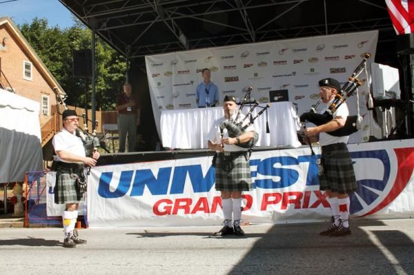 The bag pipes led a moment of silence on September 11.