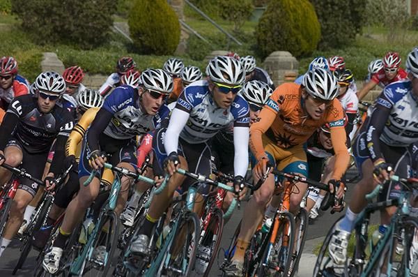 The peloton corner on day one nearing the half-way mark of the stage.