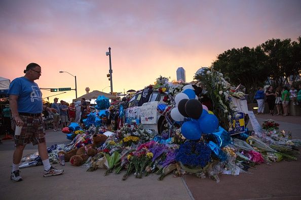 The memorial at Dallas Police Headquarters. 