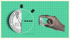 Illustration of a shrinking dollar coin