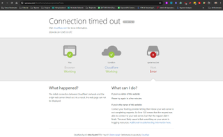 VPNArea's website connection timed out due to host error