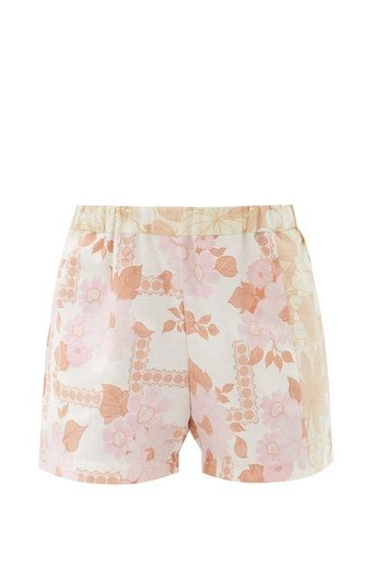 Rave Review Jade Floral Upcycled-Bedsheet Cotton Shorts