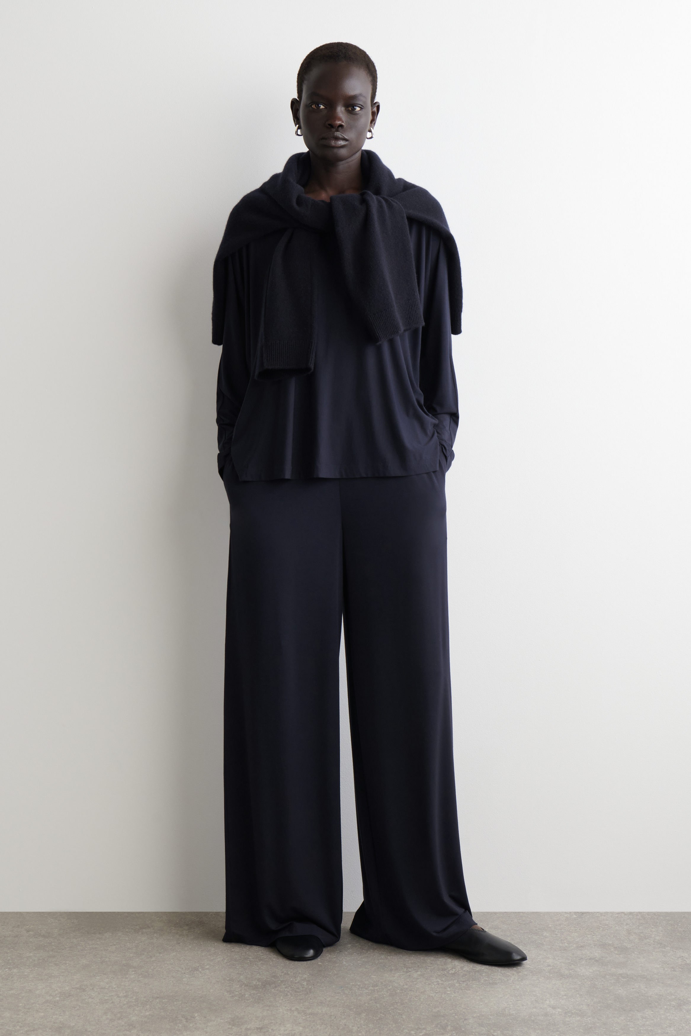 Fluid Jersey Wide-Leg Pants