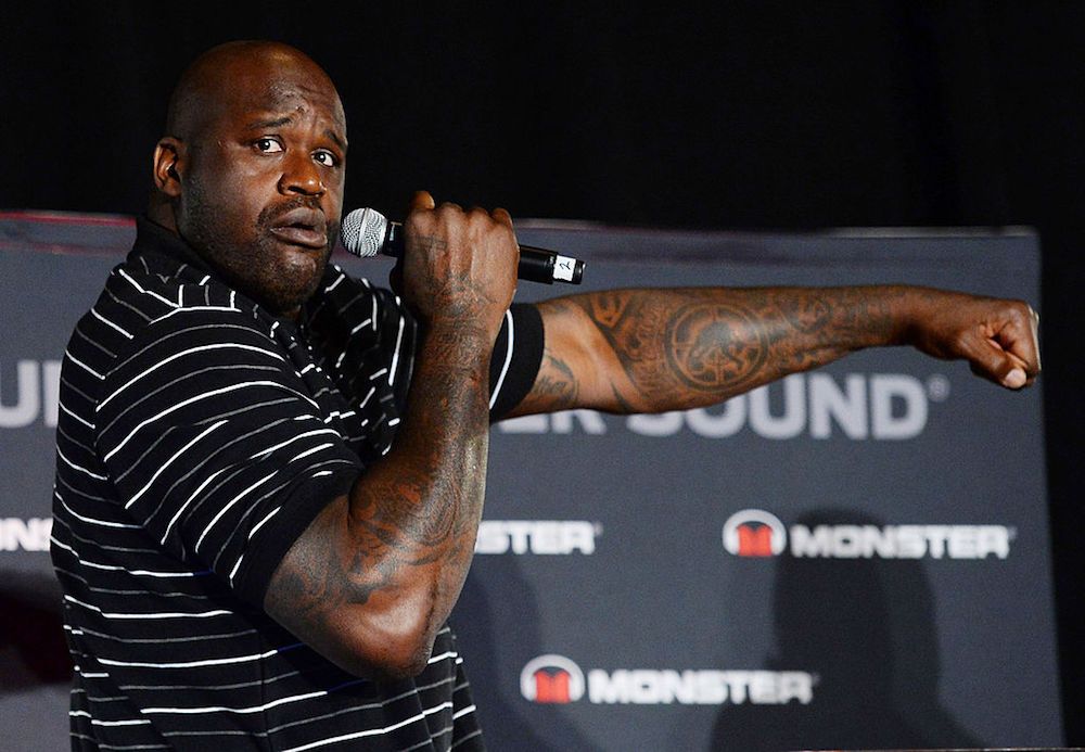 Shaquille O&#039;Neal jokes around at the 2014 Consumer Electronics Show in Las Vegas.