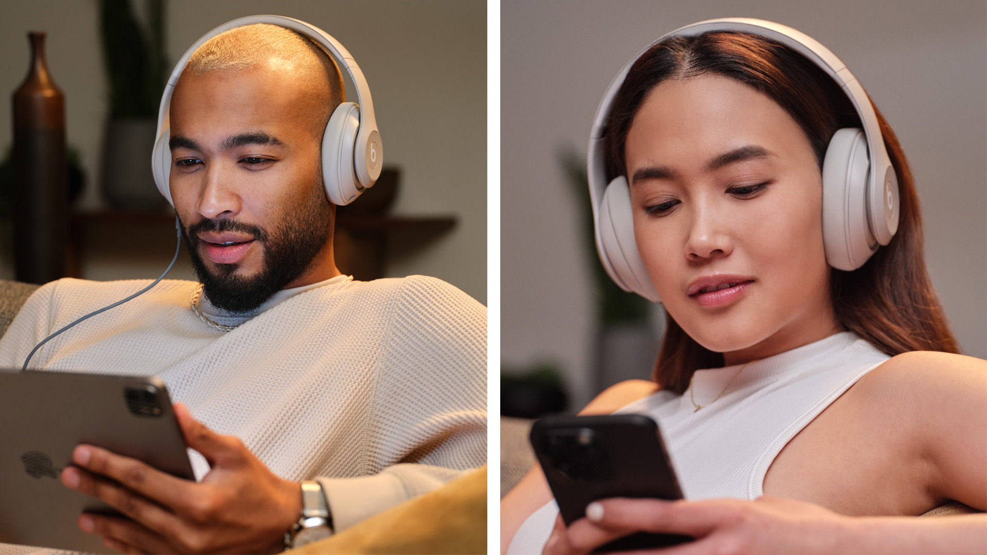 People using Beats Studio Pro headphones
