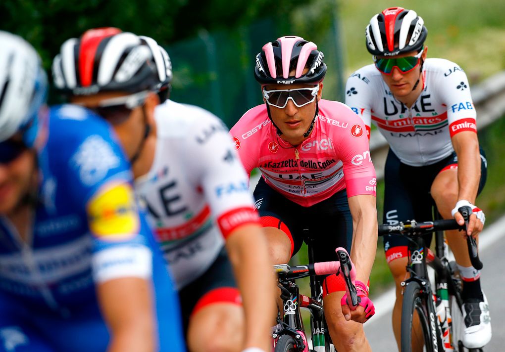 Valerio Conti in pink during stage 10 at the Giro