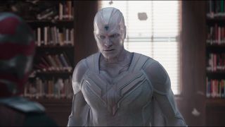 White Vision staring down Hex Vision in WandaVision