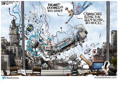 Political cartoon U.S. Obamacare health care reform