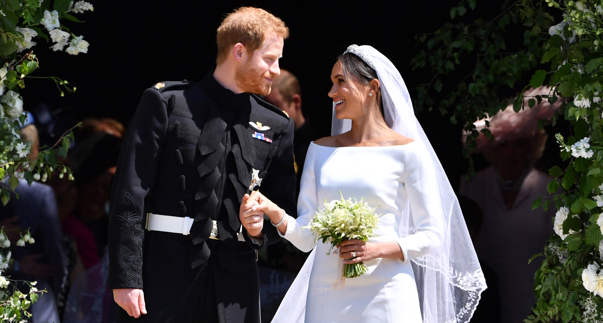 Prince Harry and Meghan Markle on their wedding day