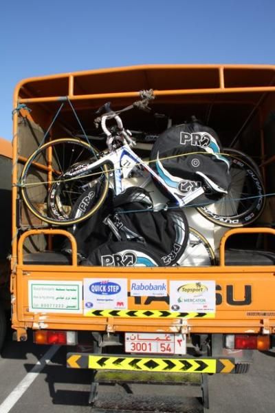 After stage two the bikes are quickly loaded onto a truck and taken back to the hotel.