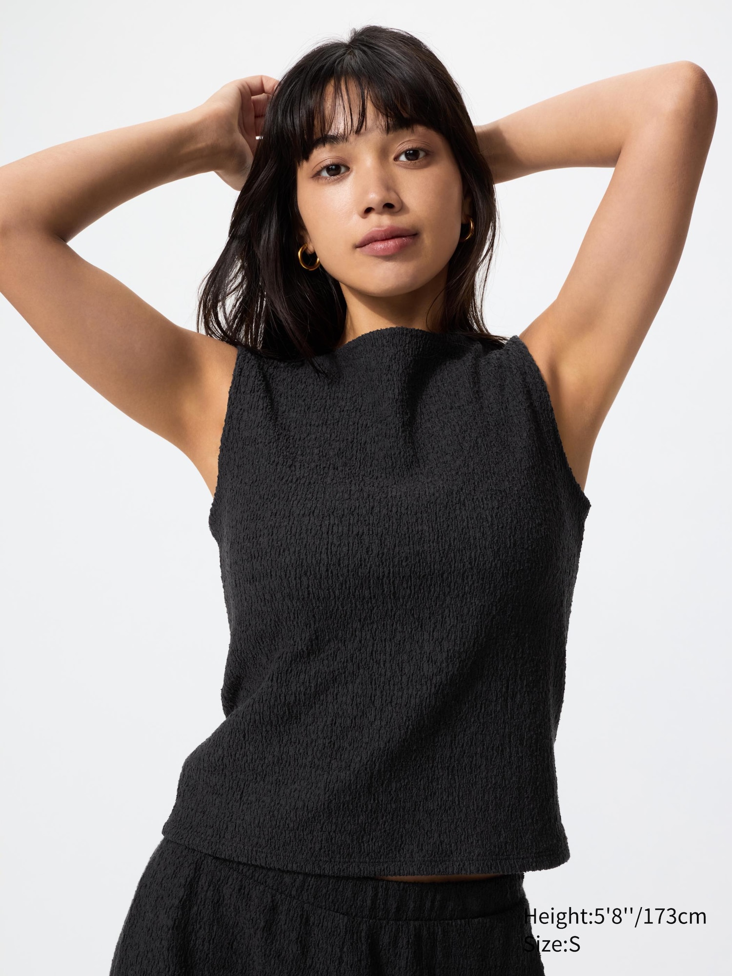Shirring Boat Neck T-Shirt (sleeveless)
