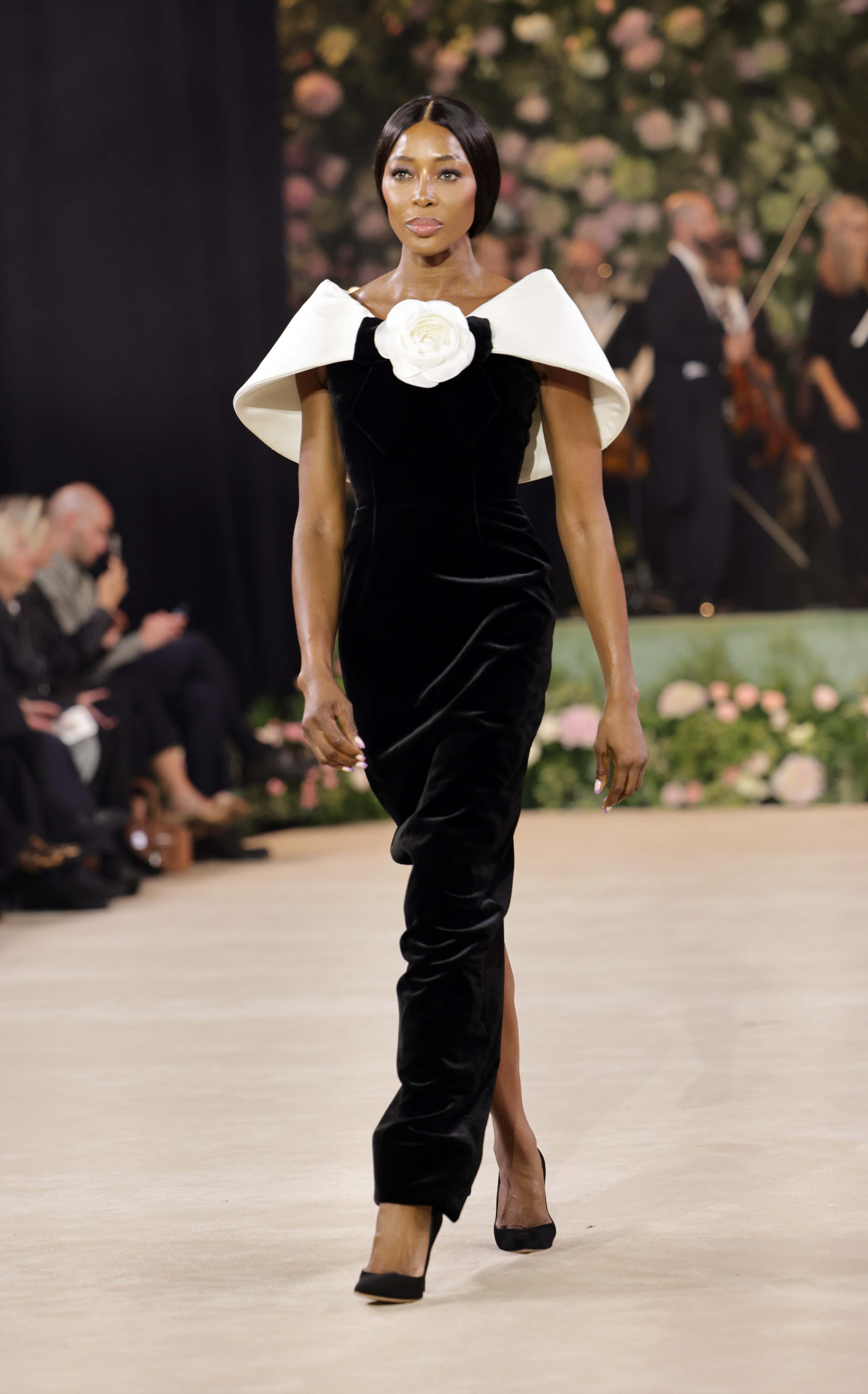 Naomi Campbell walking the Richard Quinn Spring 2026 show during London Fashion Week