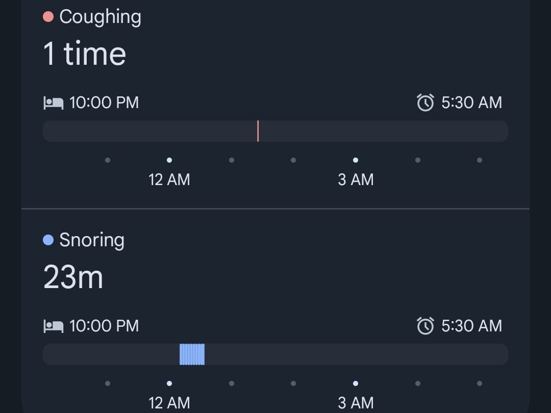 Sample snore detection on the Pixel 7