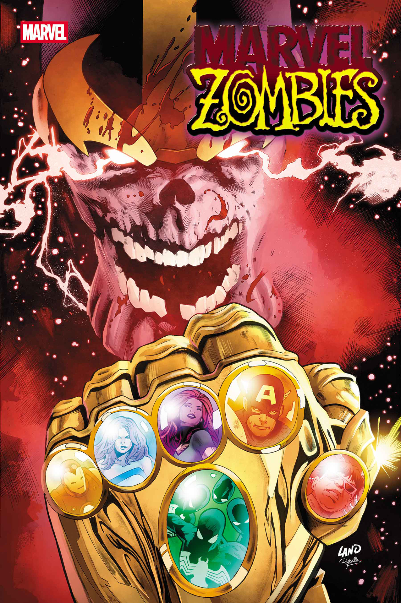 Zombie Thanos wielding the Infinity Gauntlet