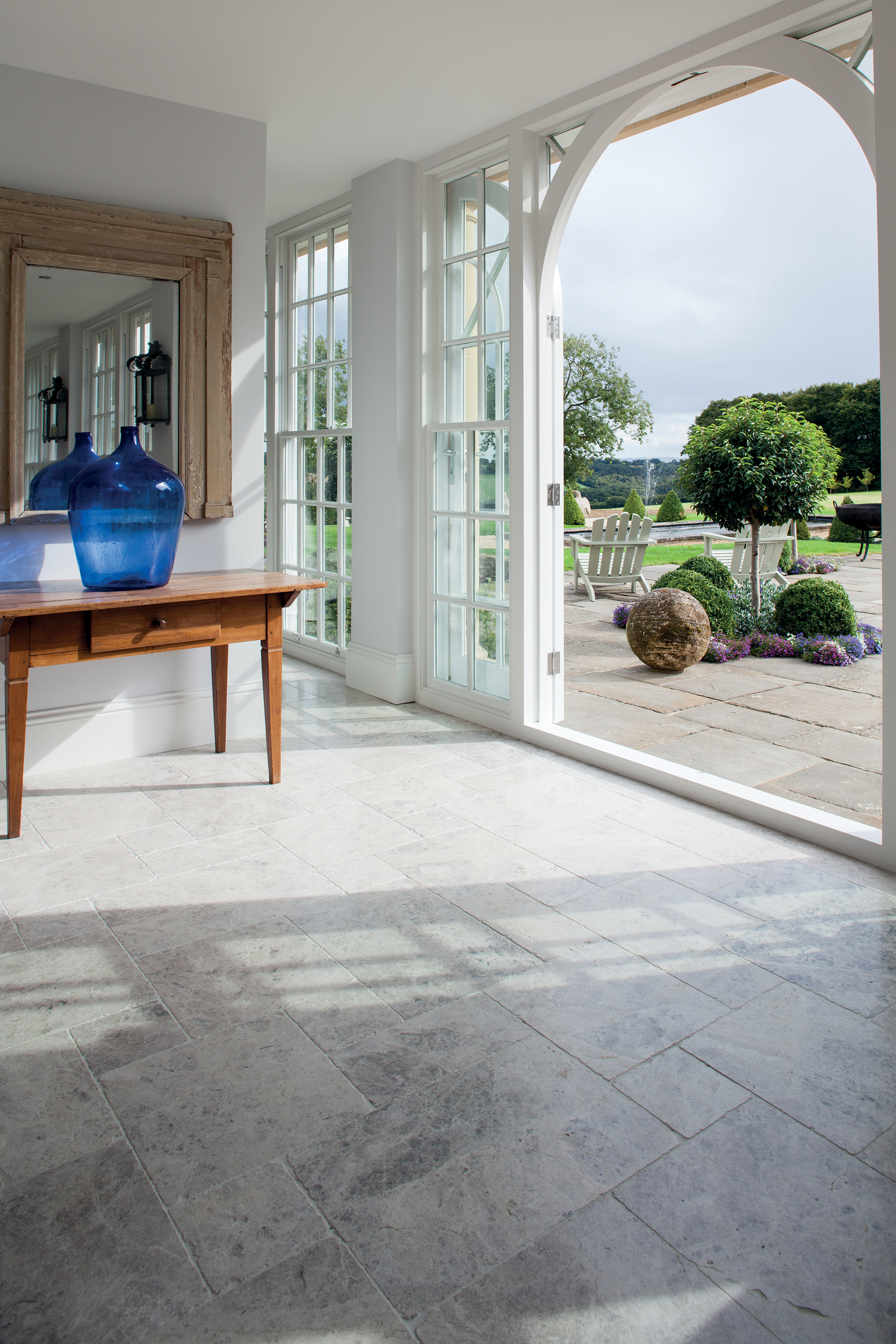 light flooring and patio doors in hallway