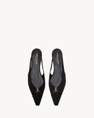 Women's Babylone Slingback Flats in Satin Crepe in Black