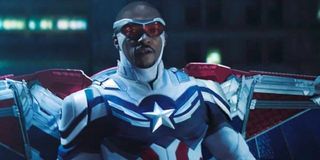 Sam Wilson/Captain America (Anthony Mackie) stares ahead in The Falcon and the Winter Soldier (2021)