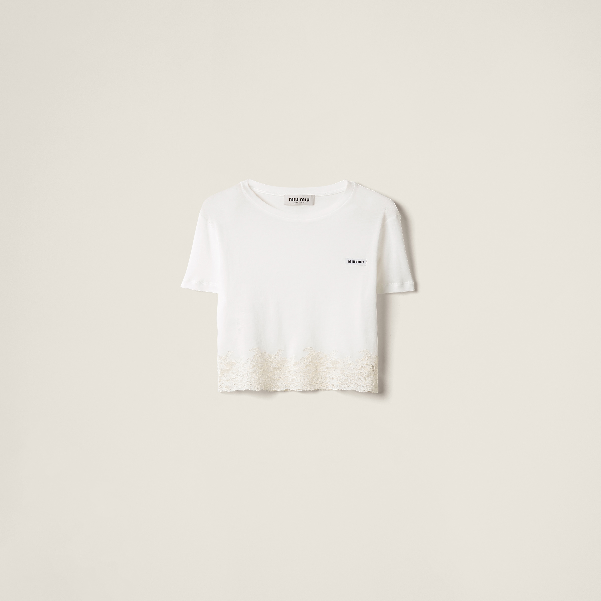 Ribbed Jersey and Lace T-Shirt