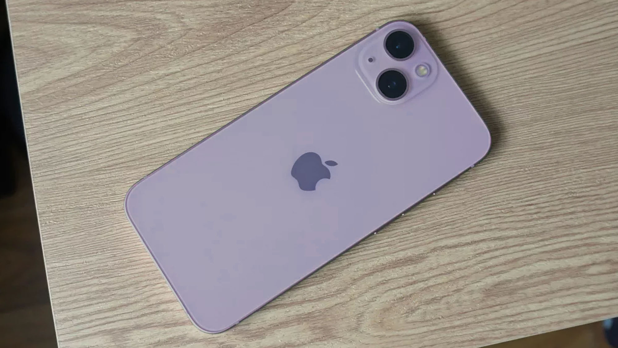 An iPhone 13 photo edited to show a purple shade