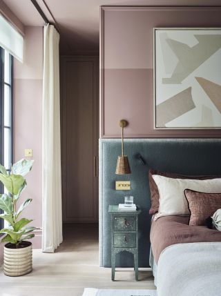 Modern pink and blue bedroom