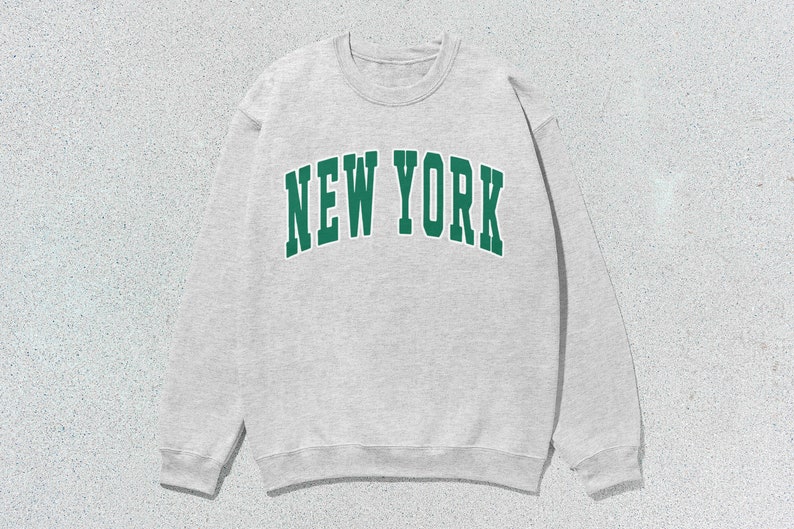 New York Sweatshirt Collegiate Crewneck Sweater Unisex Green