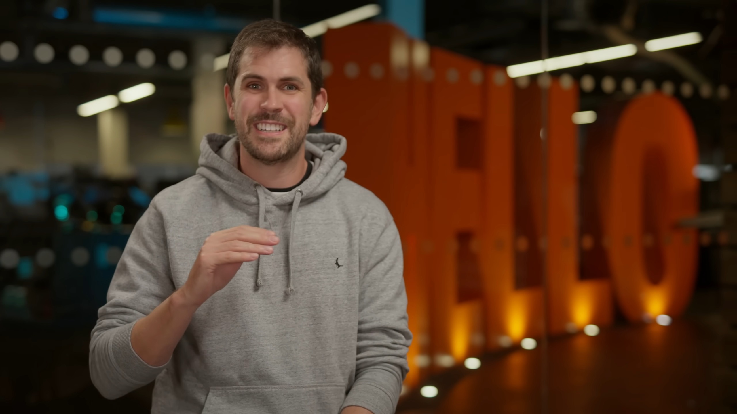 Sean Murray in a grey hoodie