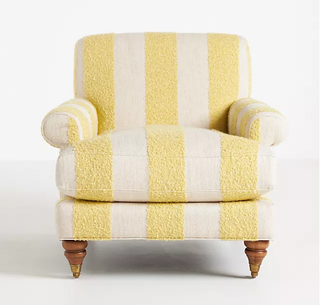 Striped yellow accent chair