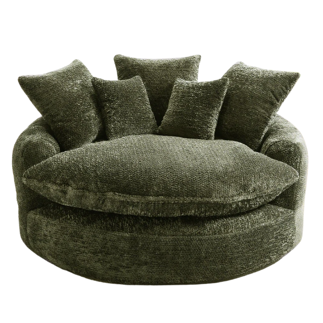 Trule 54.5 in W Oversized Round Chaise Lounge, Fluffy Lazy Bean Bag Sofa&amp;#65292;no Assembly Required | Wayfair