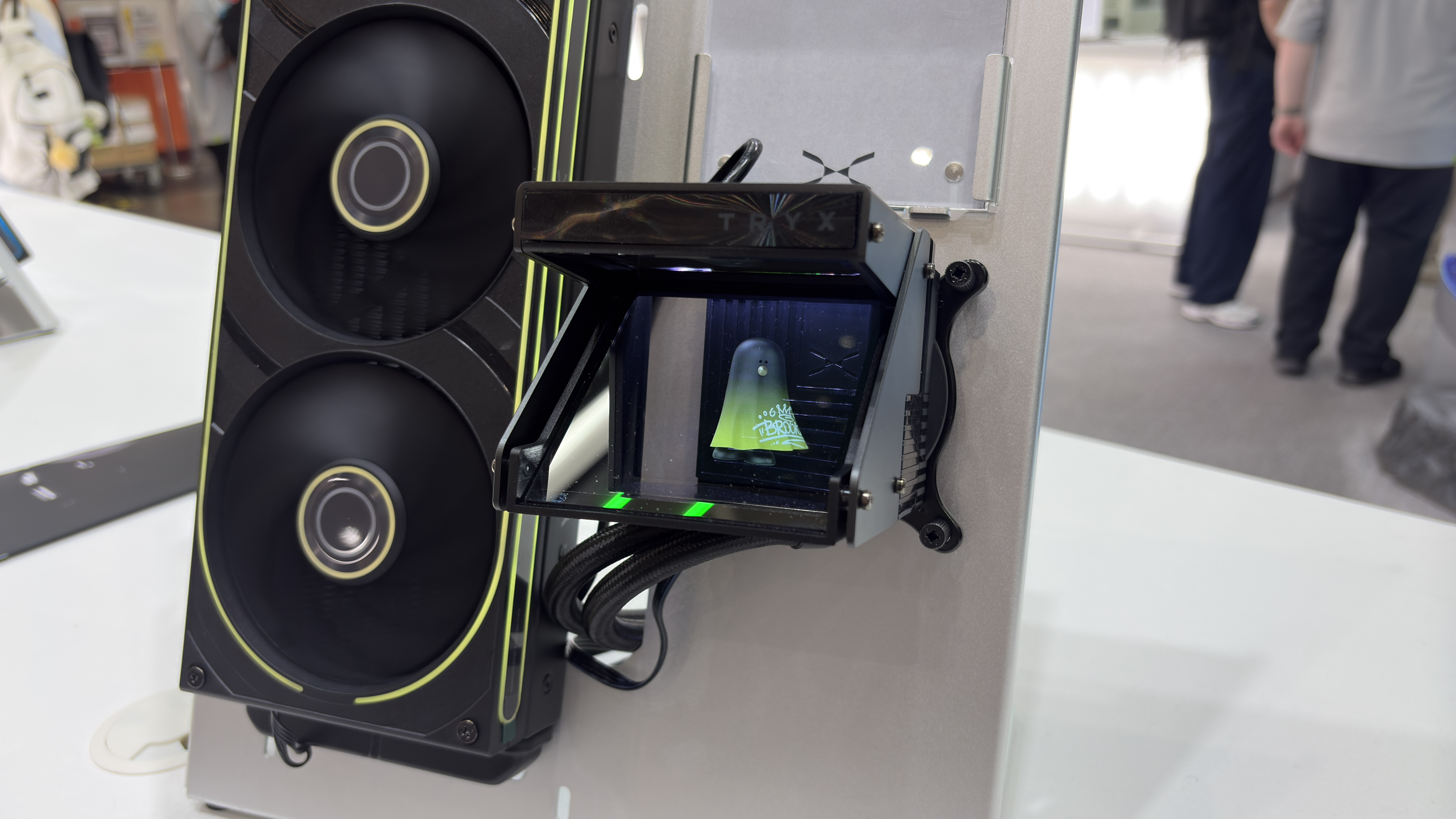 The Tryx Holo with a holographic display on the show floor at Computex 2026.