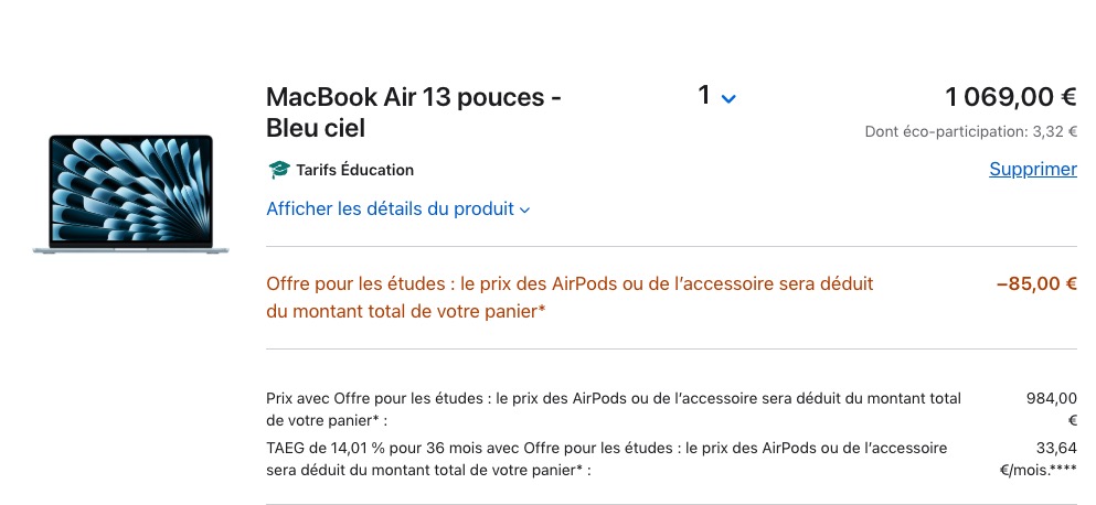 la r&amp;eacute;duction offerte aux &amp;eacute;tudiants sur le site d&#039;apple