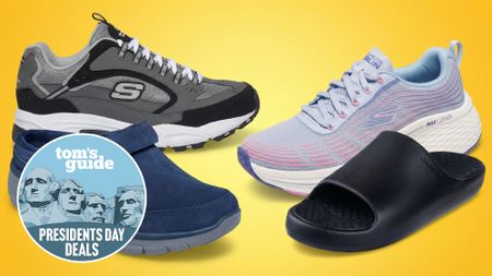 Collage of Skechers sneakers on sale