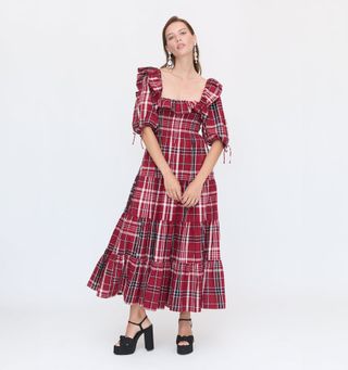 The Corinne Nap Dress - Crimson Tartan