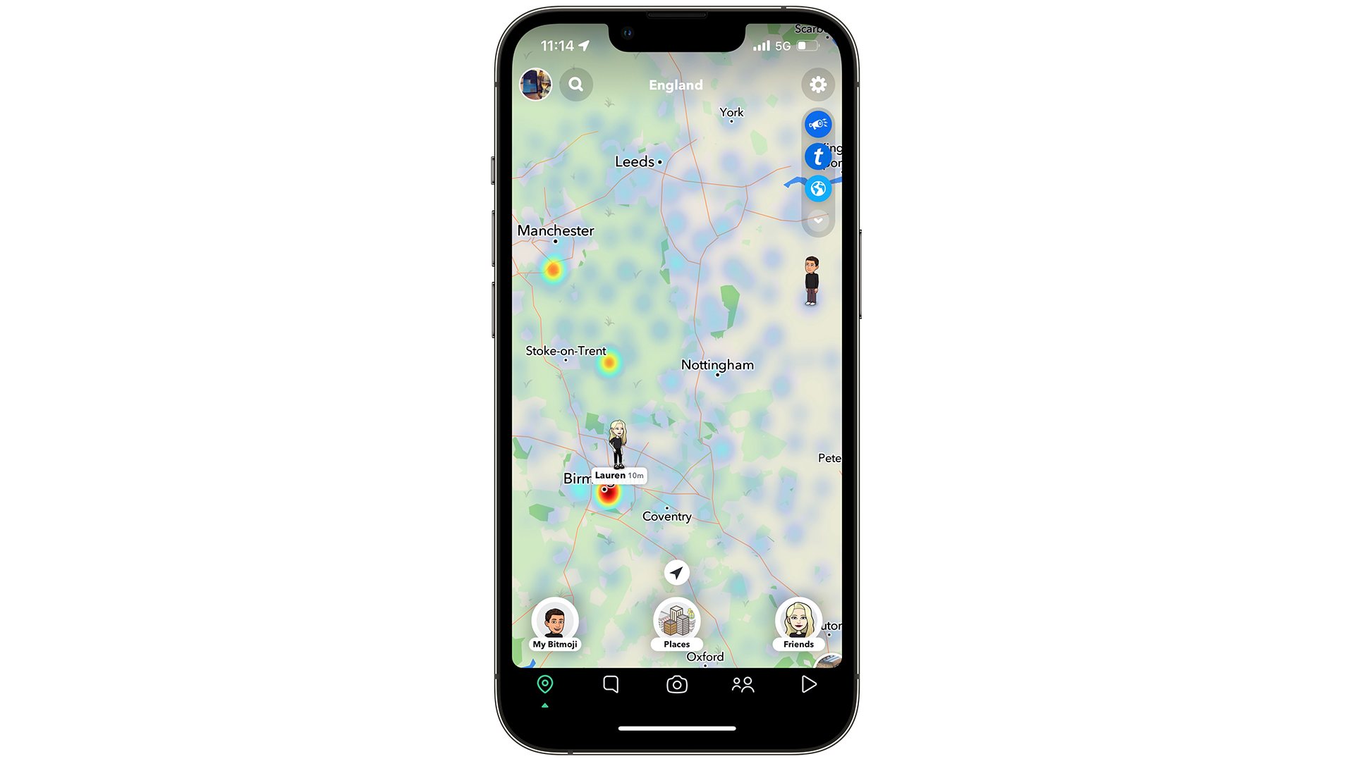 Snap map on Snapchat on iOS