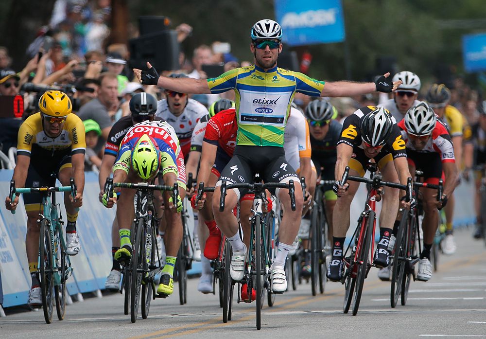 Peter Sagan (Tinkoff-Saxo) throws his bike to the line for third place to win the overall title
