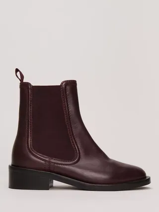 Phase Eight Chelsea-Stiefel aus Leder, Burgunderrot