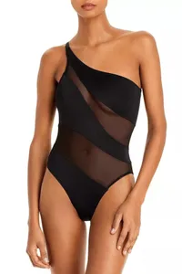 Norma Kamali Illusion Mesh One Shoulder One Piece Swimsuit $265 $199 | Bloomingdale's