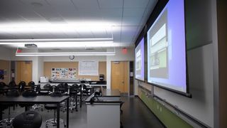 A classroom using ClearOne solutions for remote education.