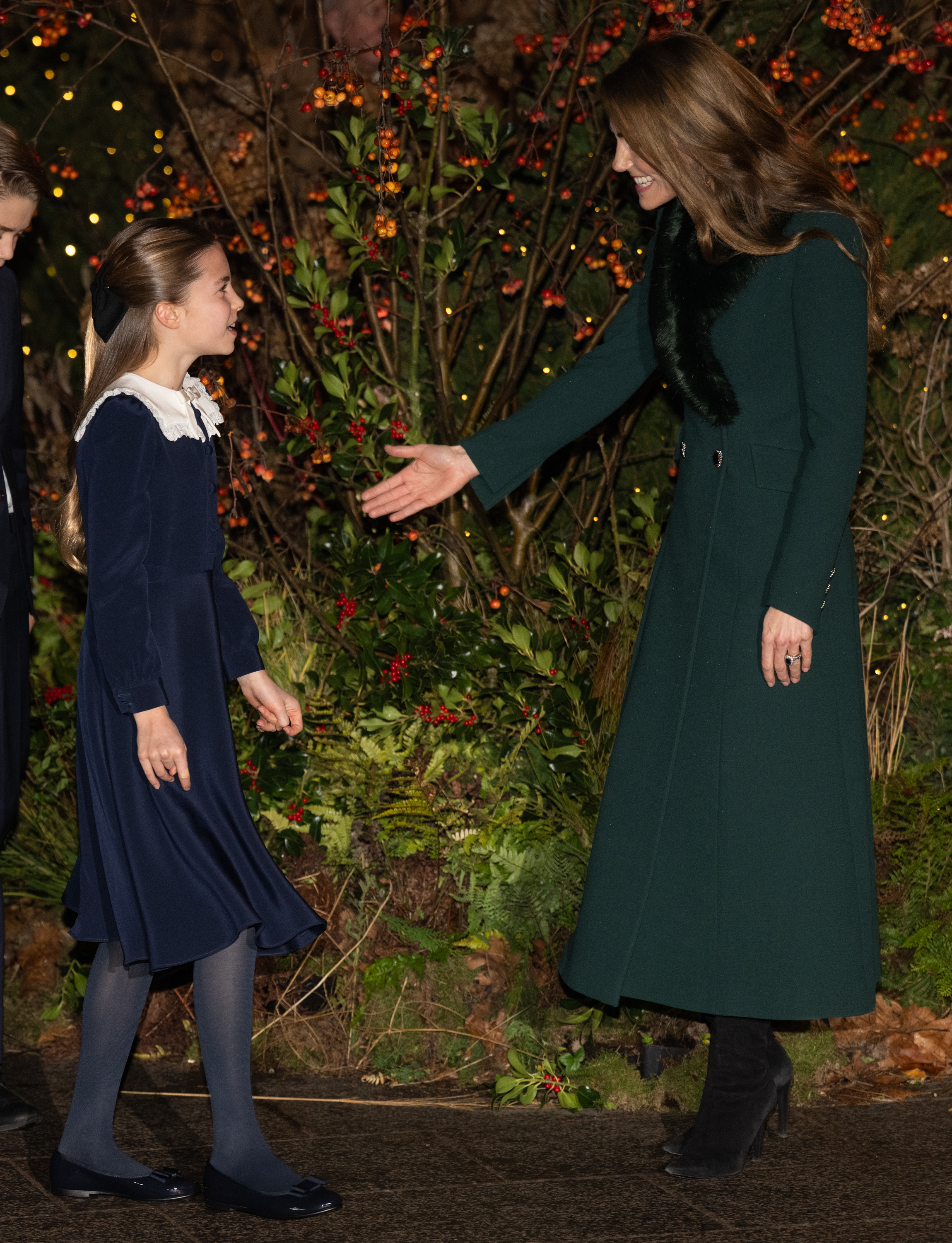 Princess Kate greeting Princess Charlotte at the Together at Christmas concert