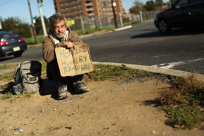 A homeless man in Camden, New Jersey.