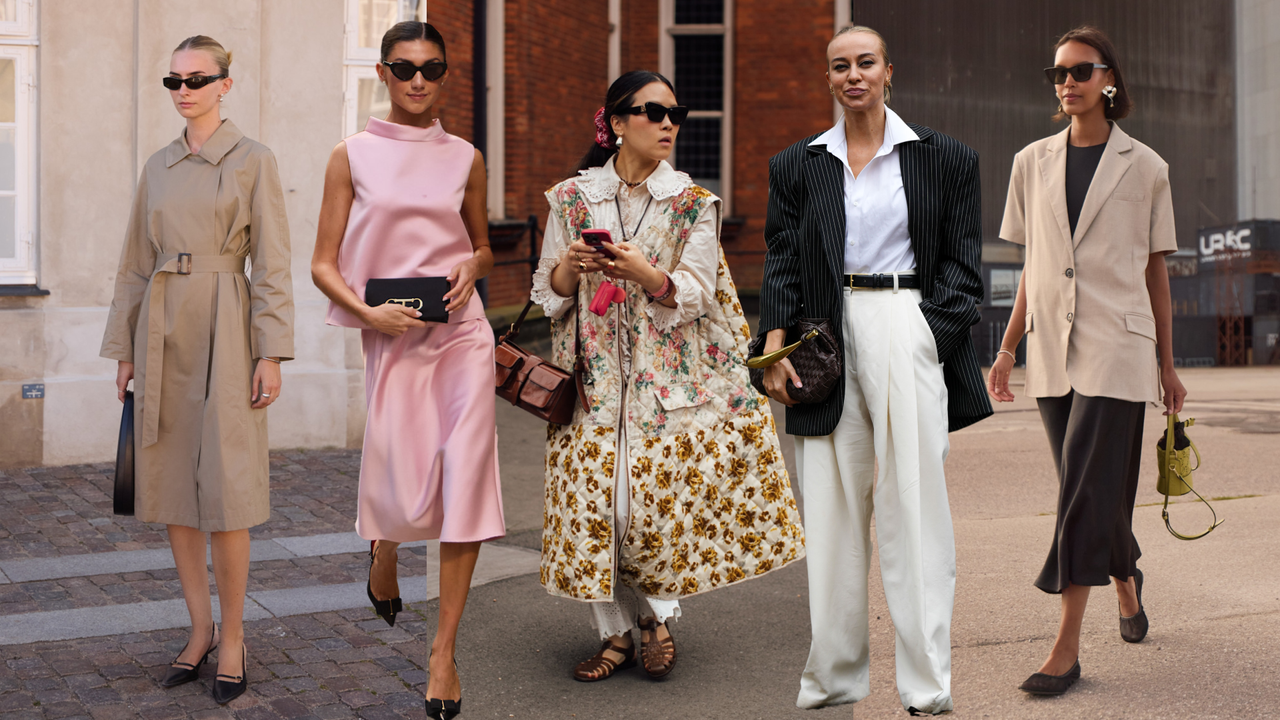 collage of women wearing spring work outfits 