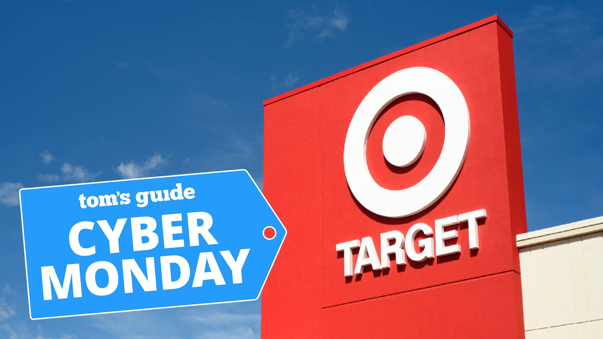 Target store sign with a Cyber Monday deals tag