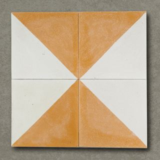 tiles with two triangles one white and the other a warm shade of mustard yellow