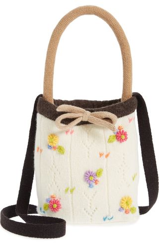 Daisy Embroidered Knit Handbag