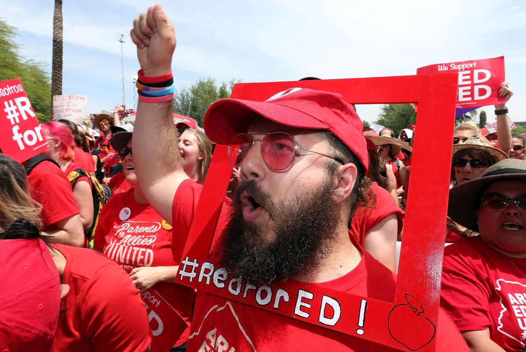 Arizona teachers protest.