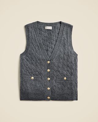 Cashmere Cable-Knit Sweater-Vest