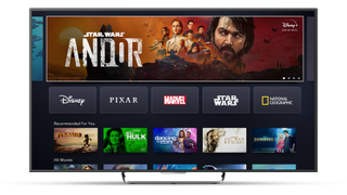 View of the Disney Plus app interface on a TV