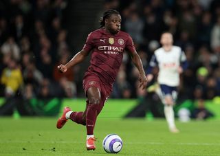 LONDON, ENGLAND - FEBRUARY 26: Jeremy Doku of Manchester City during the Premier League match between Tottenham Hotspur FC and Manchester City FC at Tottenham Hotspur Stadium on February 26, 2025 in London, England. (Photo by Harry Murphy - Danehouse/Getty Images)