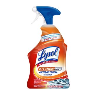Lysol kitchen cleaning spray in an orange bottle