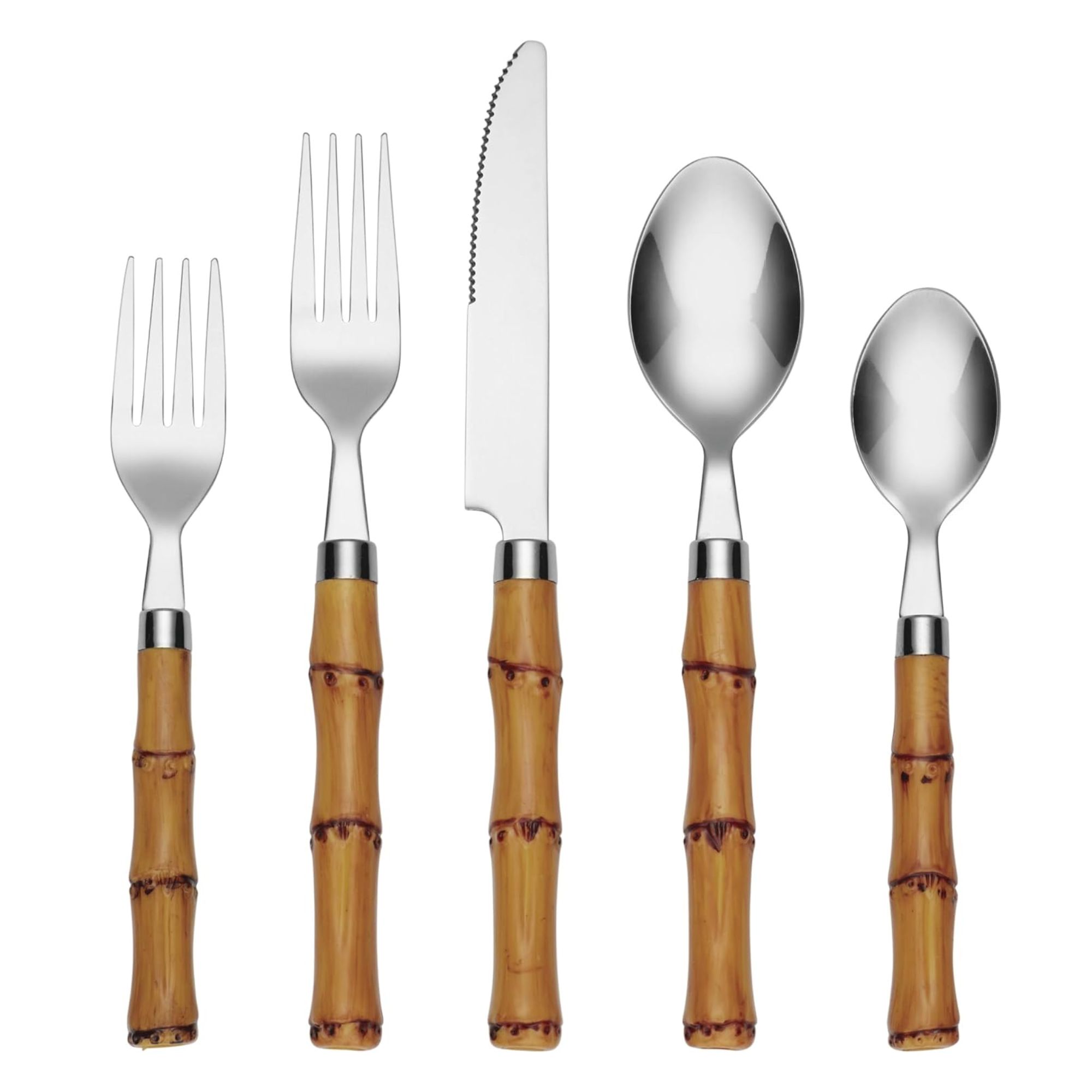 Bamboo Plastic 20 Piece Flatware Set