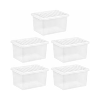 JMS Clear Plastic Stackable Storage Boxes & Lids (25 Litre)